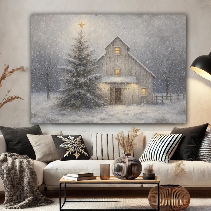 Wall Decor Lighting Tree - Cuadro de pared de lona rústico
