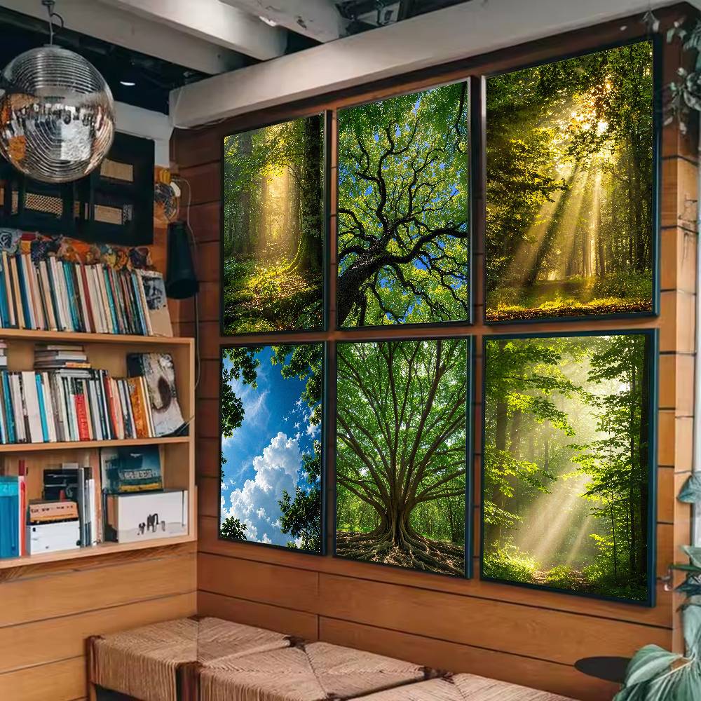 Wall Decor Lighting Tree - Póster de la naturaleza del bosque