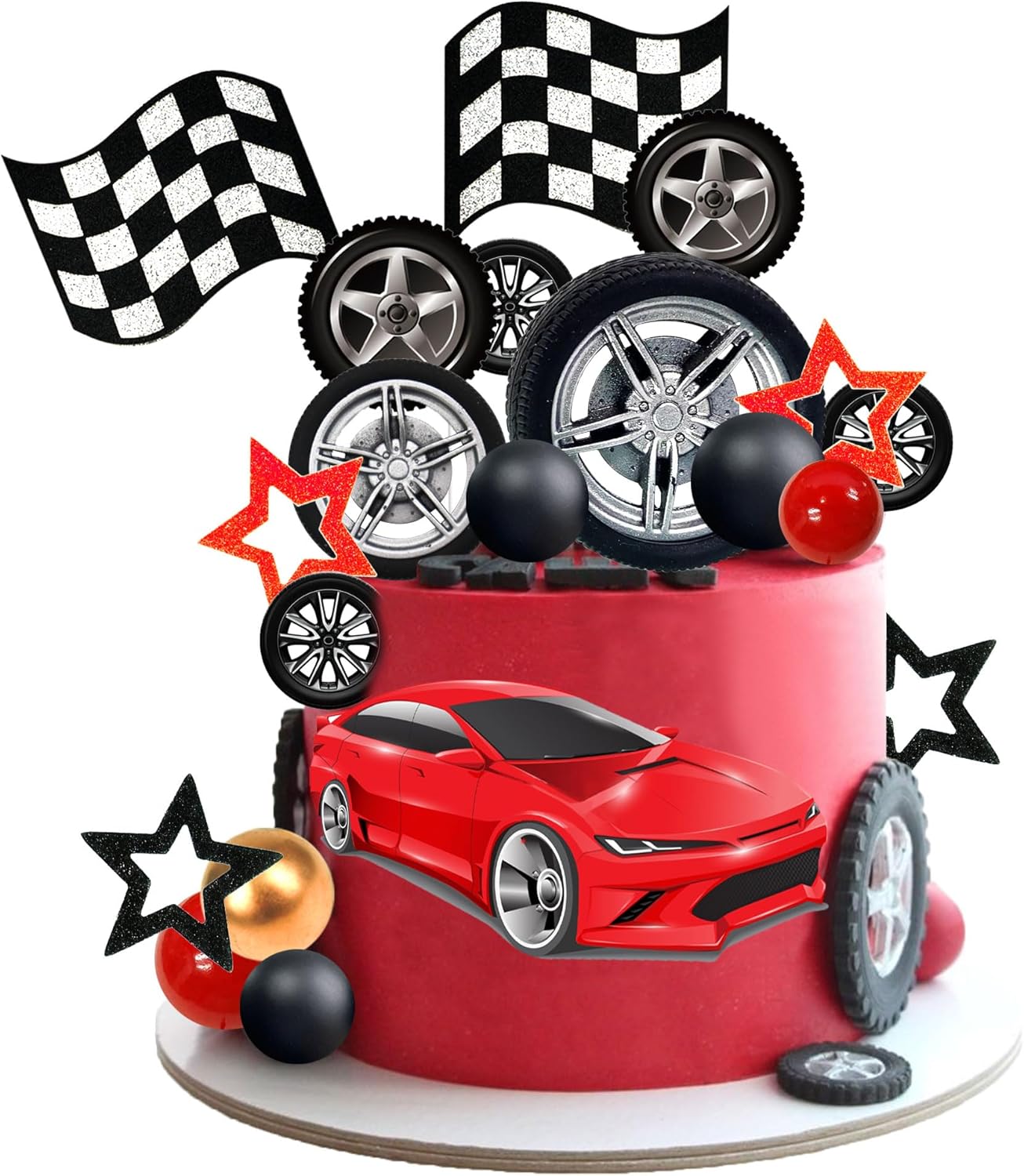 Lighting Mcqueen Birthday Decor - 27 Uds rueda de carreras pastel