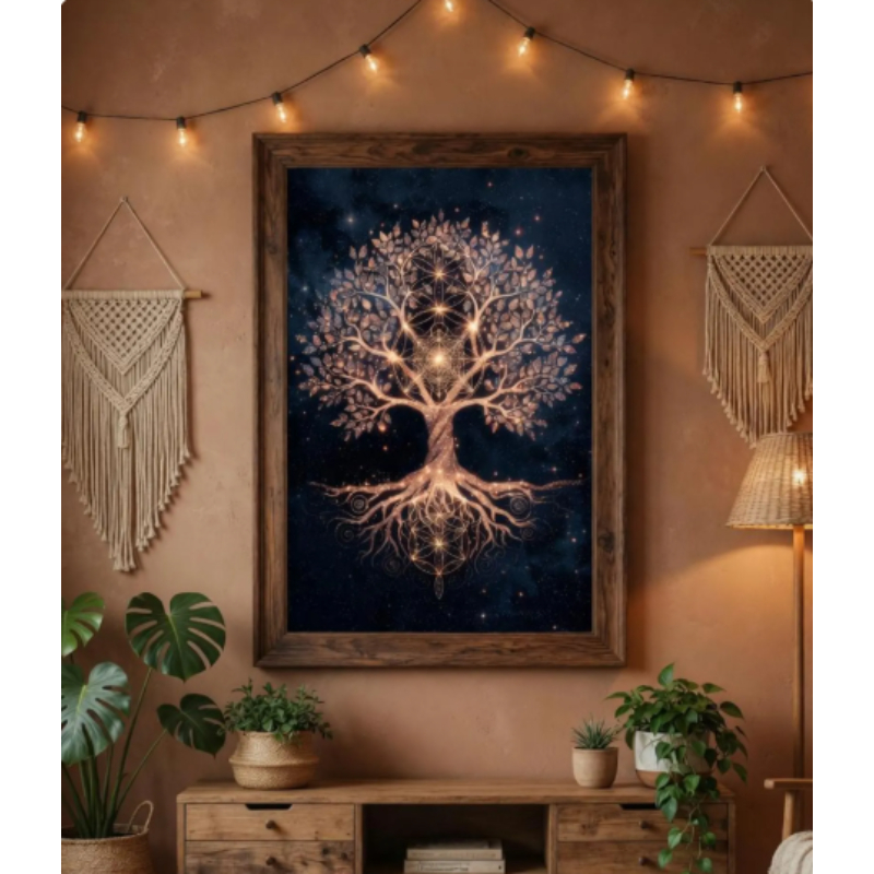 Wall Decor Lighting Tree - Pintura de diamantes DIY, Árbol de