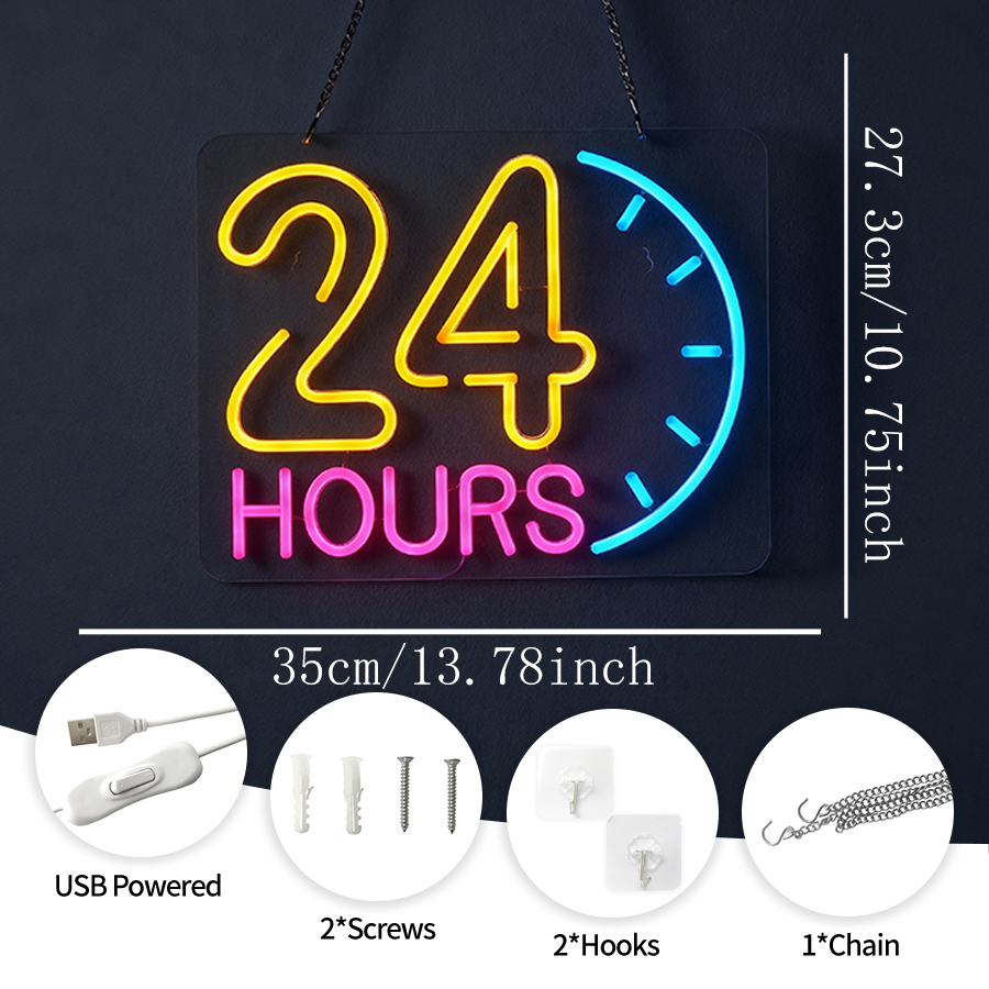 Letrero de neón de 24 horas co - Decor Lighting Opening Hours reseña y precio
