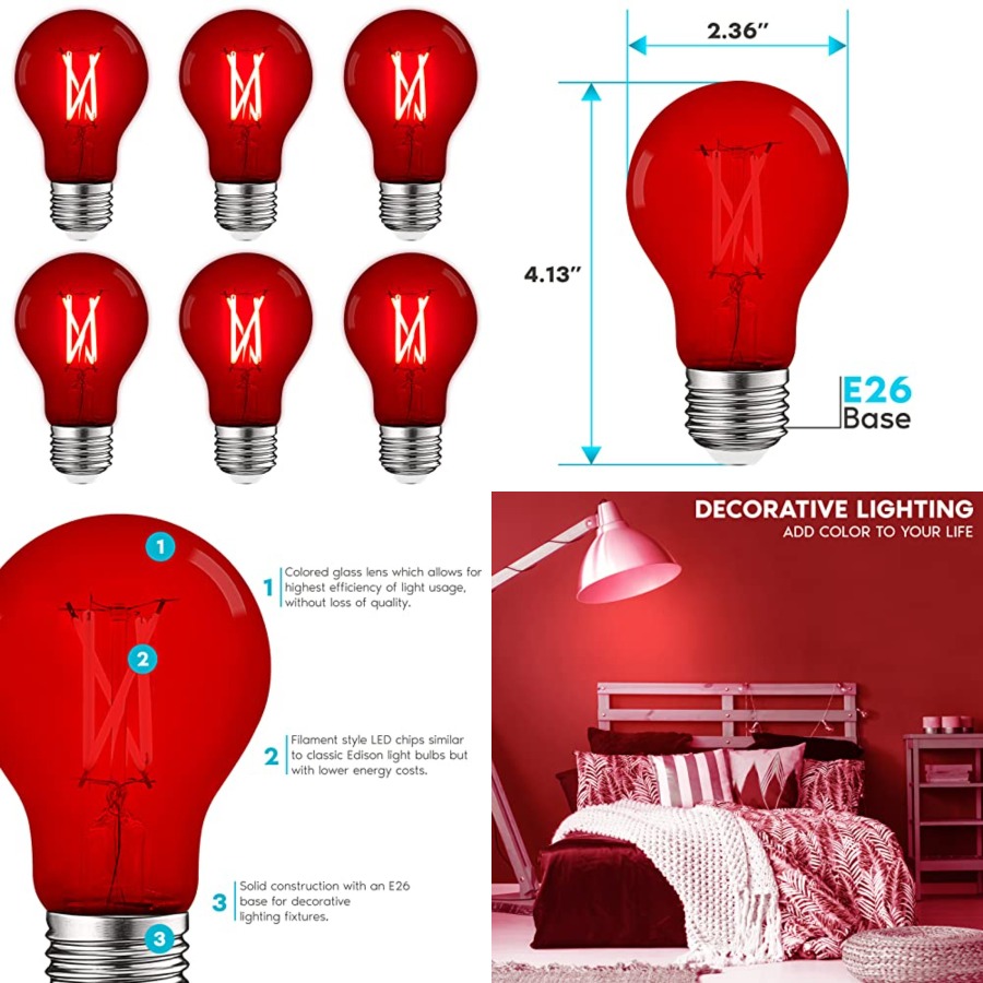 Bombillas LED Edison A19, Equi - Lighting Decor Outdoor reseña y precio