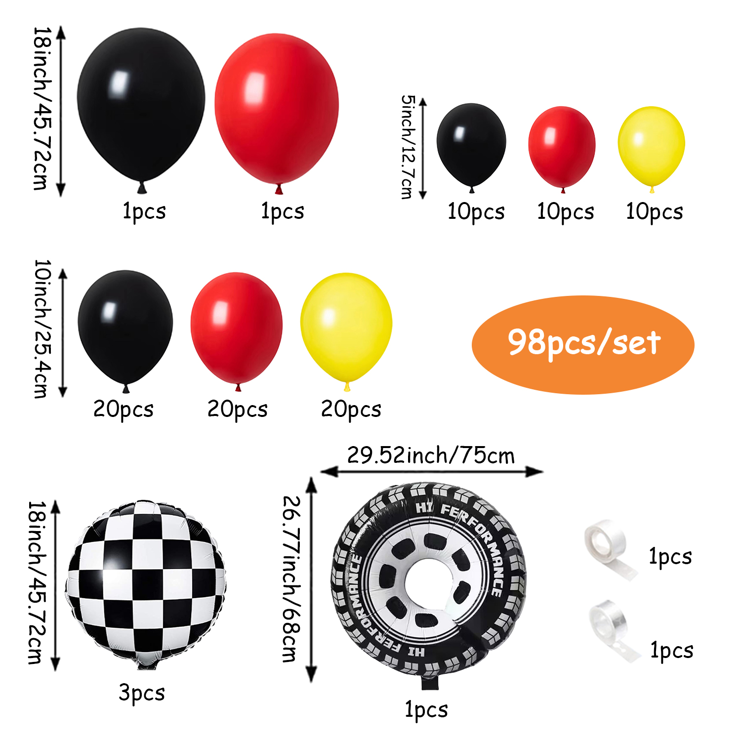 Juego de guirnaldas de globos  - Lighting Mcqueen Birthday Decor reseña y precio