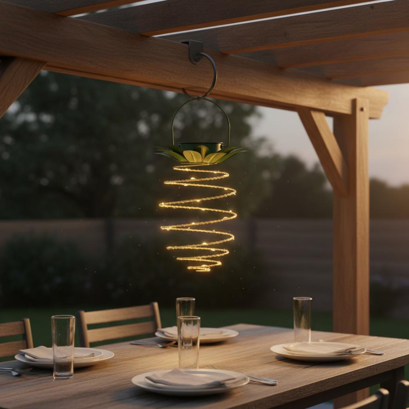 Lámpara solar con forma de piñ - Lighting Decor Outdoor reseña y precio