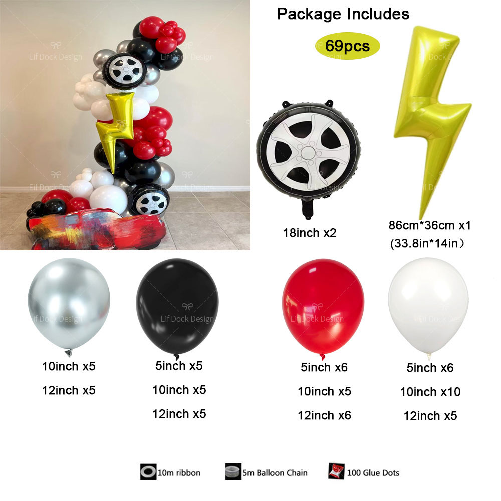 69 Globos de Neumáticos de Coc - Lighting Mcqueen Birthday Decor reseña y precio