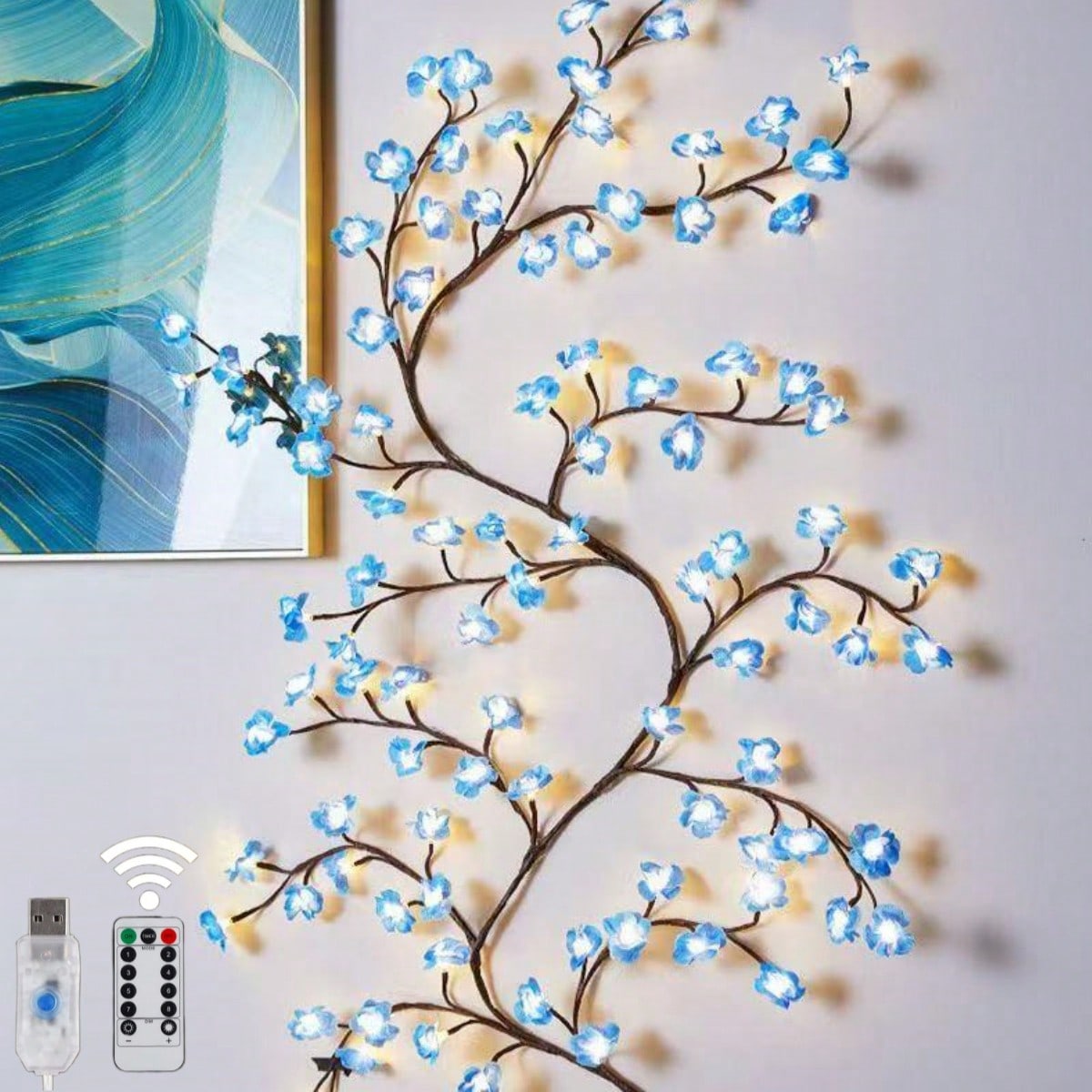 1 unidad de luces LED azules c - Wall Decor Lighting Tree reseña y precio